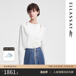 针织衫 100%真丝小众设计短款 女M058 新款 ELLASSAY歌力思2024夏季