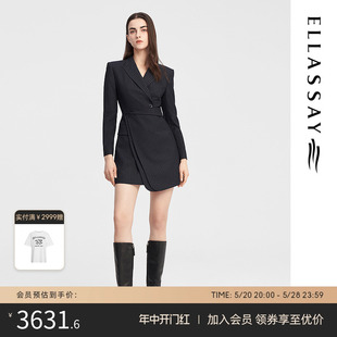 围裹式 条纹西装 新款 ELLASSAY歌力思秋季 连衣裙女EWE343Y00100