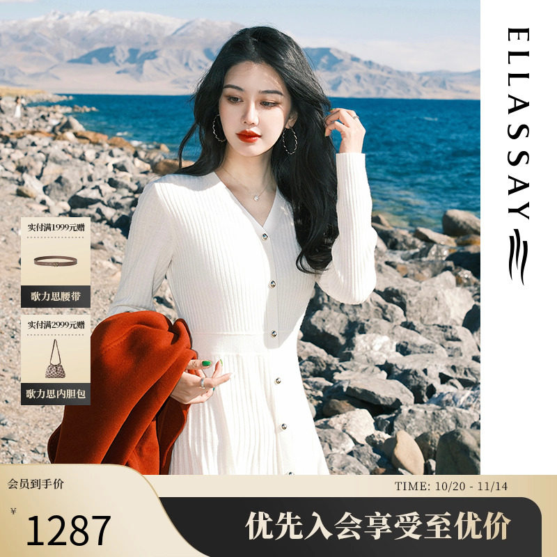 ELLASSAY����˼�ﶬ�¿�100%����ë���������ỨV������ȹŮ