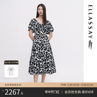 甜美爱心连衣裙女EWW342Y127 ELLASSAY歌力思春夏新款 纯棉法式