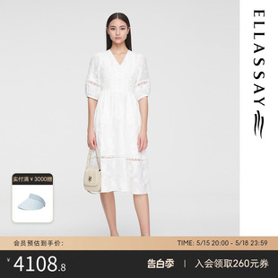 新款 ELLASSAY歌力思2024夏季 南法风情小白连衣裙女EWW352Y02200