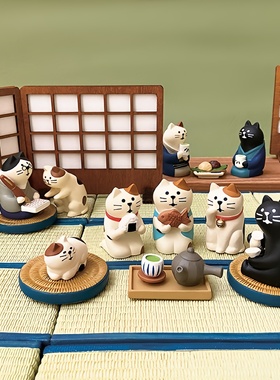 进口日式治愈小猫熊猫装饰摆件