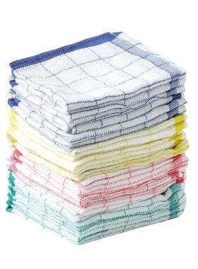 日本厨房吸水全棉格子抹布不掉毛擦桌洗碗布清洁学生可加名字班级