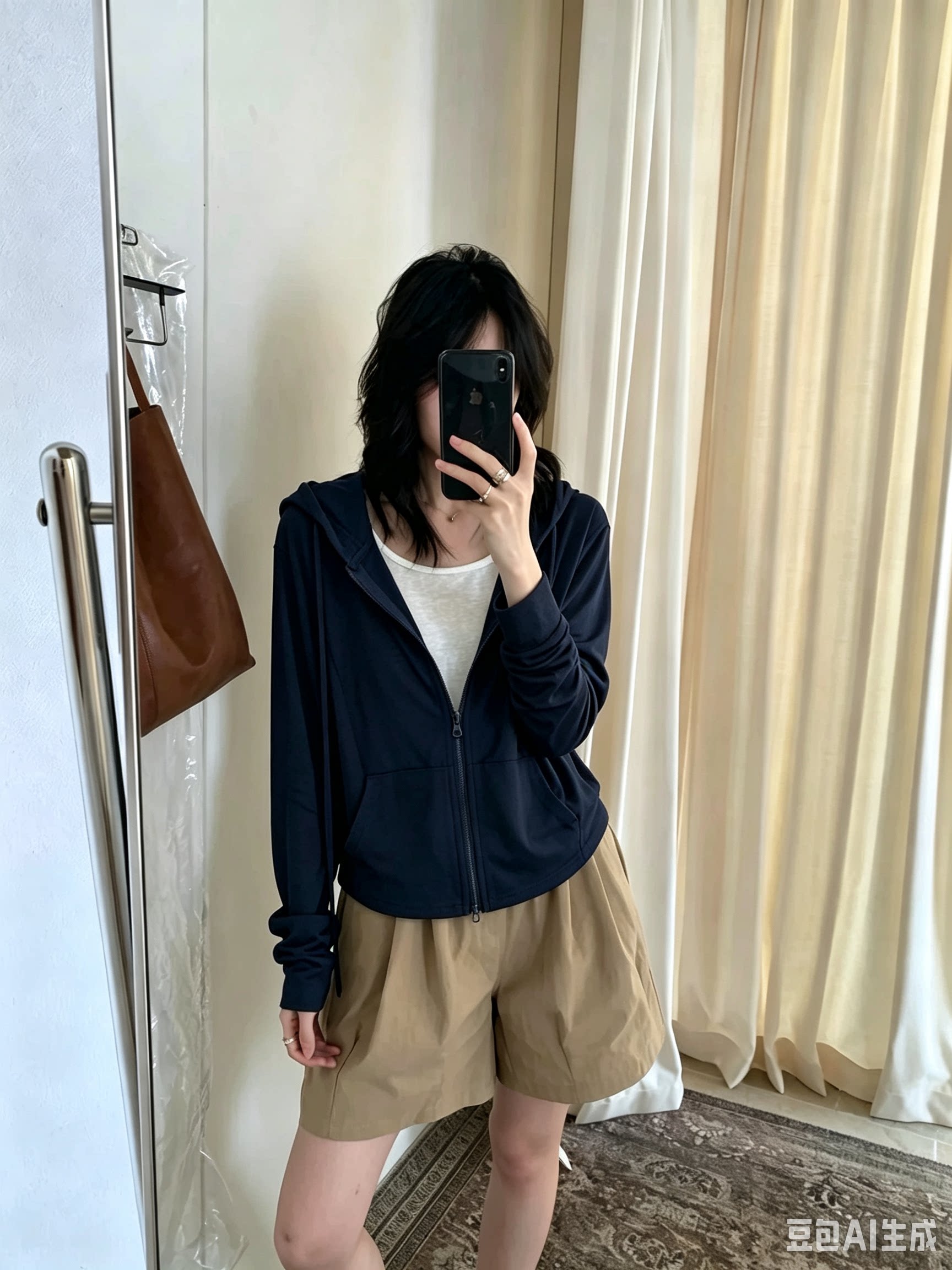 灰色连帽修身短款防晒空调罩衫上衣拉链开衫外套女卫衣假两件薄款