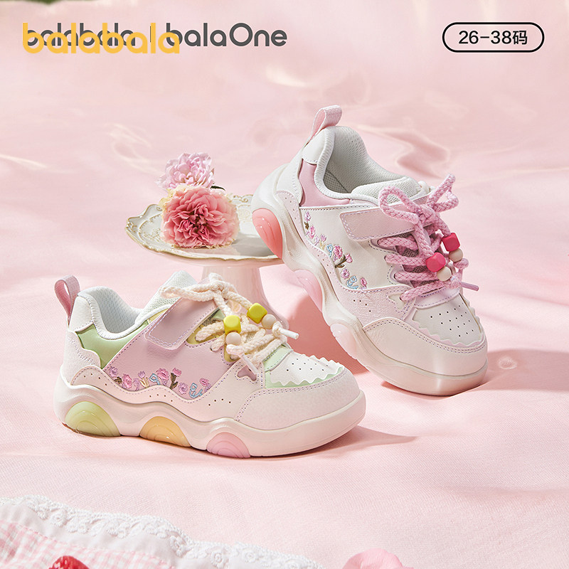 巴拉巴拉休闲鞋女童精致绣花板鞋