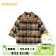 冬装 巴拉巴拉男童棉服格纹毛呢外套2025新款 复古时尚 商场同款