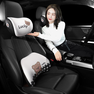 特斯拉头枕modely汽车腰靠model3专用靠垫车用座椅护颈枕可爱枕头