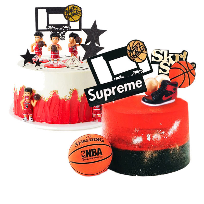 蛋糕装饰篮球摆件插件球鞋生日灌篮男生运动配件足球烘焙蓝球高手
