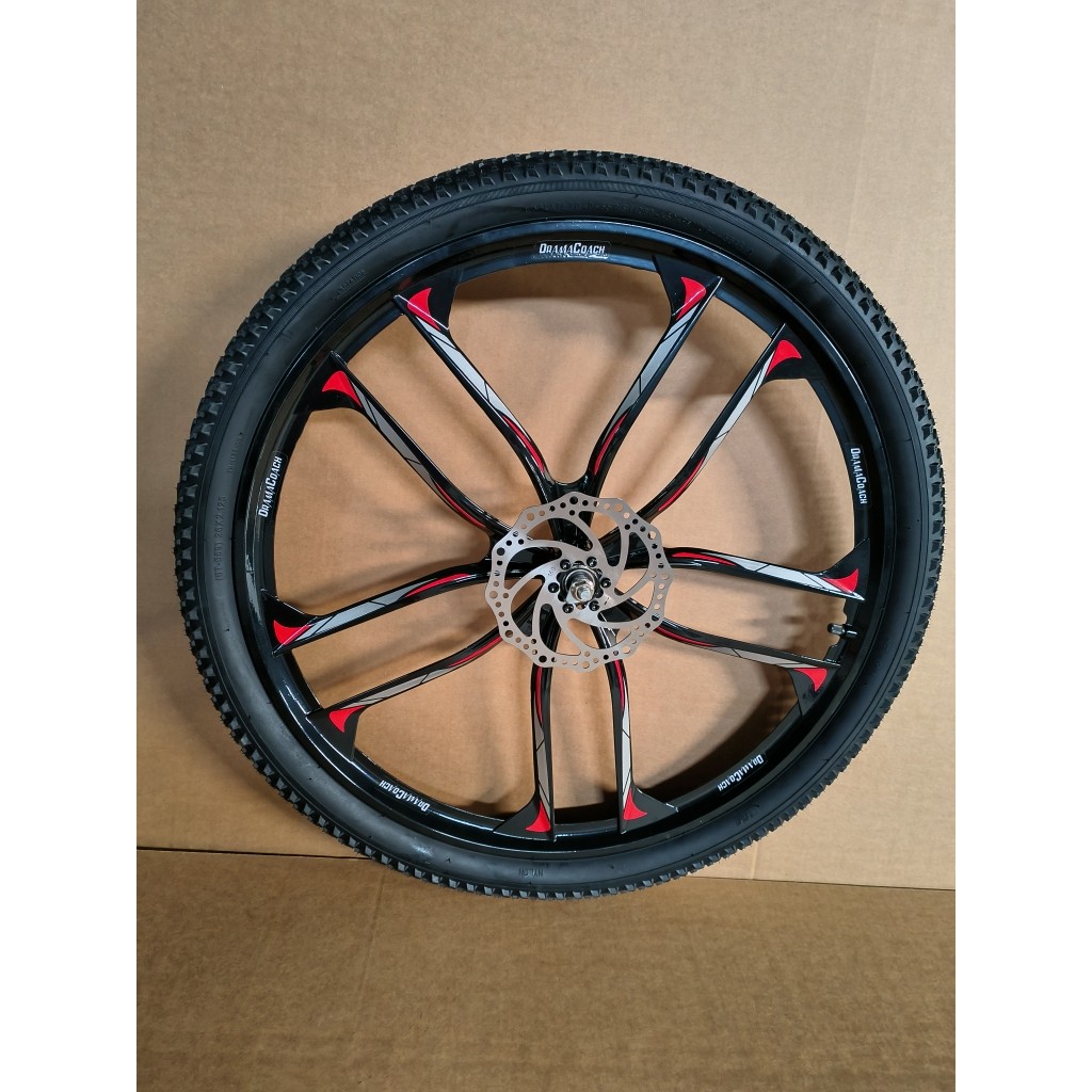 24寸26寸轴承镁合金一体轮十刀三刀六刀山地车轮组车轱辘内外轮胎