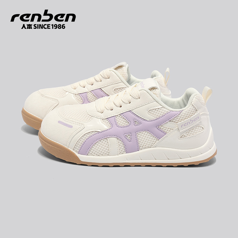 人本德训鞋女款休闲小白鞋