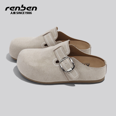 人本半拖勃肯鞋女百搭通勤懒人鞋