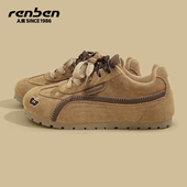 女2026秋冬季 新款 复古内增高学生运动轻便软底爆款 人本德训鞋 板鞋