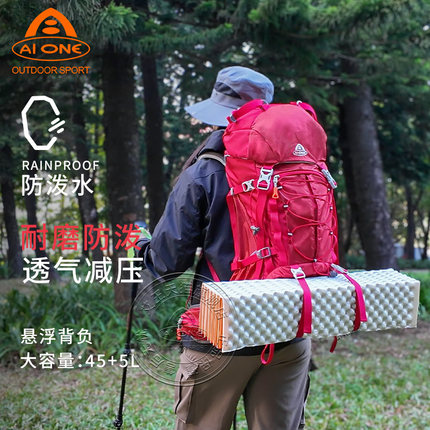 艾王悬浮登山包专业户外徒步爬山双肩背包大容量50升男女旅行背包