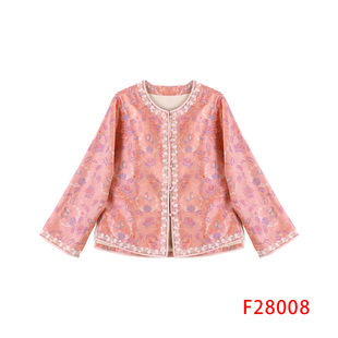 凤轩阁 时装周 新款桑蚕丝 马踏莲花蜀锦外套28008