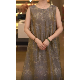 凤轩阁 「锦云织境」葡萄蔓藤鎏光锦背心裙 069255