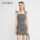 ‘绣’Asobio一字肩吊带连衣裙女夏季 垂感绳绣工艺A字修身 短裙138