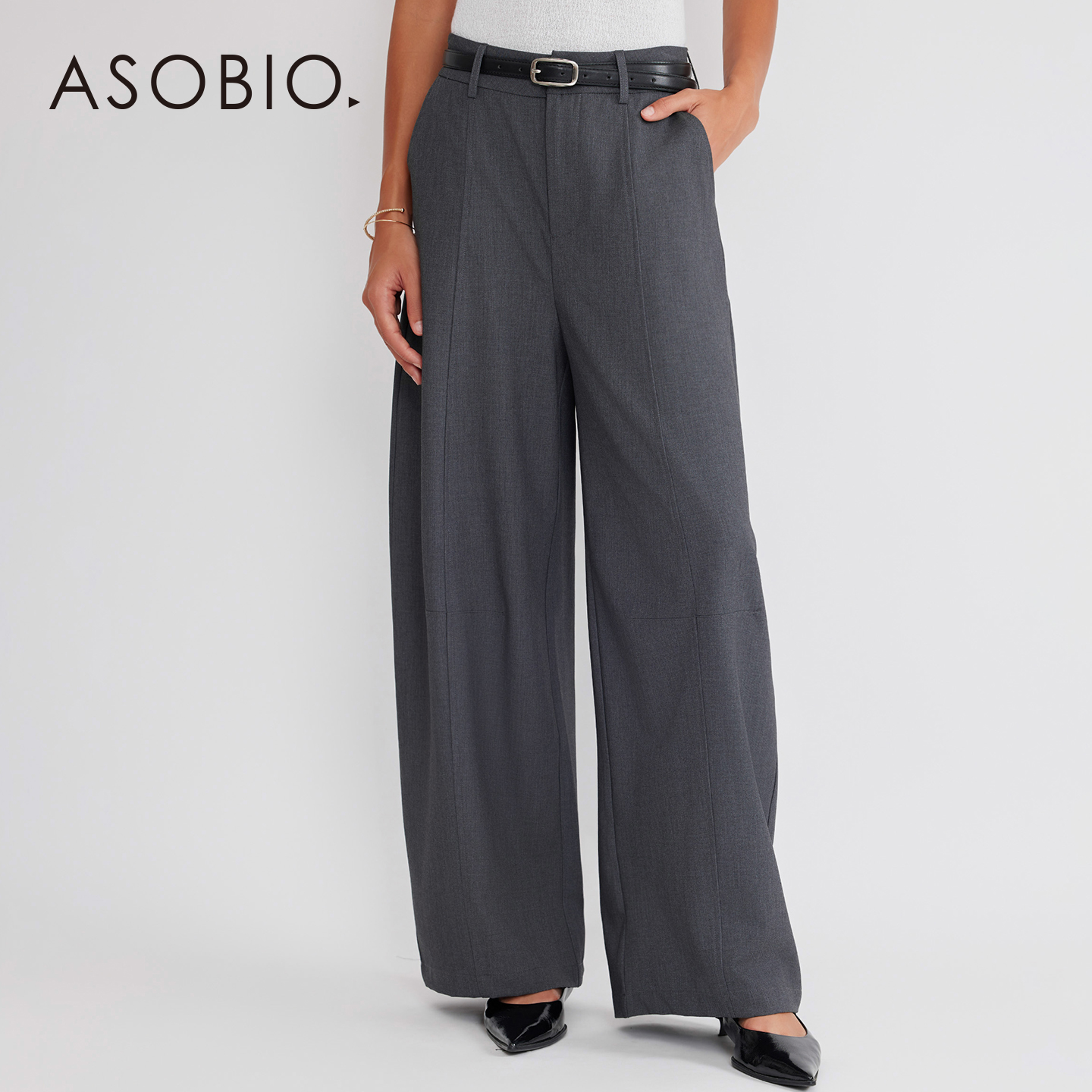 Asobio设计感拼接线条西装长裤2025秋季新品时尚通勤裤子女士237
