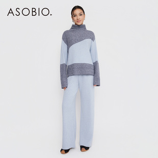 Asobio绵羊毛高领撞色套头针织2025冬季新品女毛衣知性学术风401