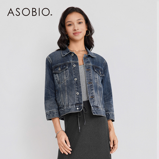 Asobio立体精裁水洗牛仔3 子短外套2025秋冬休闲都市通勤女234 4袖