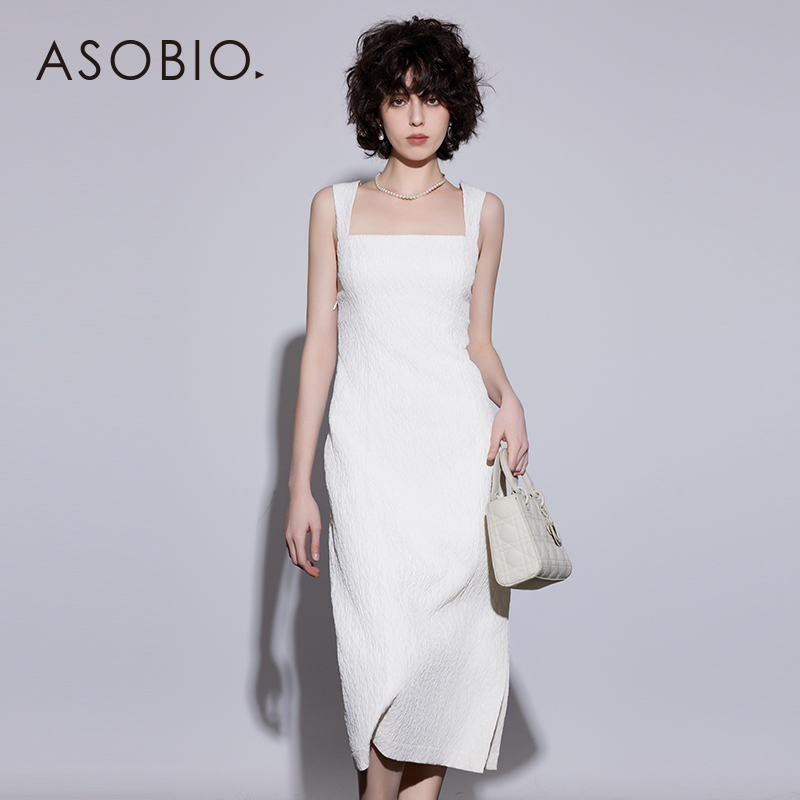 Asobio优雅气质吊带裙聚酯纤维