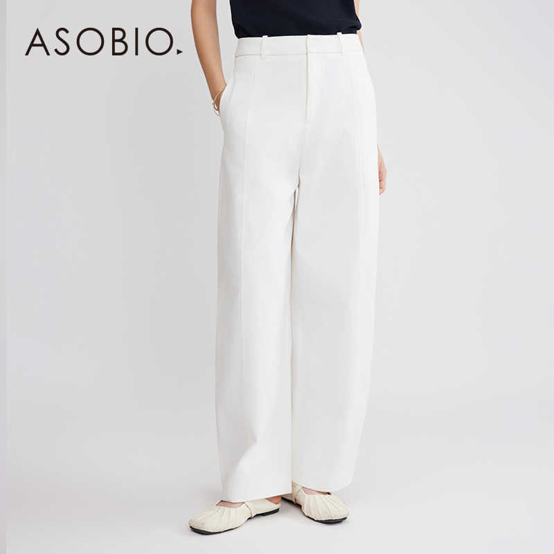 Asobio设计感弯腰阔腿直筒裤2025秋季新品气质通勤裤装长裤女178