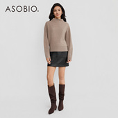 Asobio牦牛绒气质烟囱领蝙蝠袖 通勤保暖百搭显瘦静奢风针织衫 318