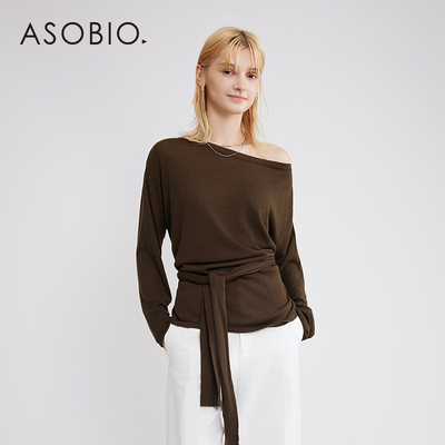 Asobio扭结绑带露肩两穿针织2025新品时尚通勤气质上衣207