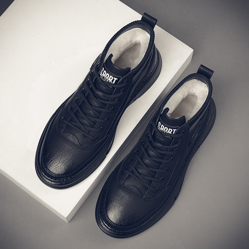 棉鞋男真皮冬季加绒加厚羊毛保暖高帮男鞋中老年防滑休闲运动板鞋,流行男鞋,高帮鞋,淘宝优惠券,粉丝福利购,淘宝优惠卷