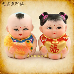 惠山泥人无锡特产泥娃娃金鱼阿福外事出国礼品中国风民间纯手工艺