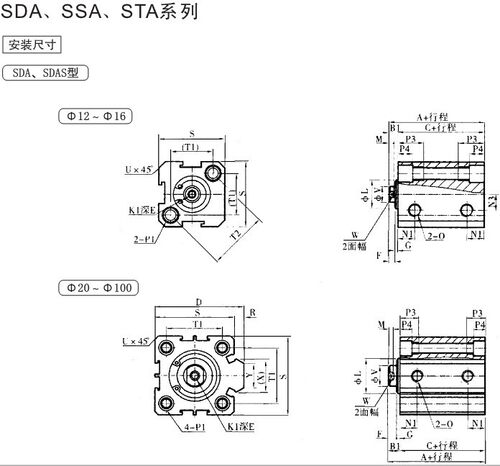 优质进口密封气缸SDAS薄型气缸SDA25X10X15X20X25X30X40X50X75-B