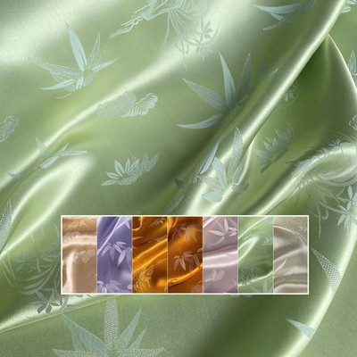 晨曦丝绸真丝提花竹叶云纹旗袍汉