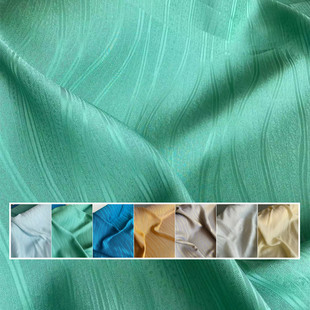 提花缎真丝交织提花面料花开镂空波浪纹新中式旗袍汉服布料中国风