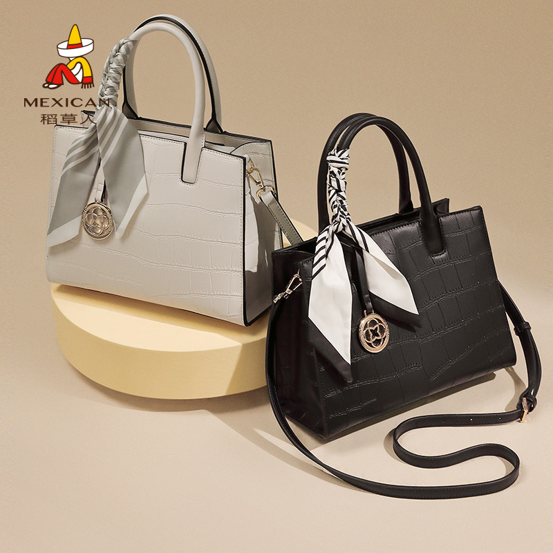 稻草人包包女2025新款时尚简约通勤手提斜挎包丝巾妈妈包官方正品