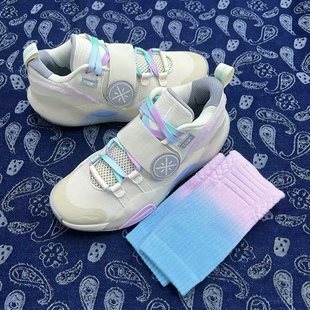 适配全城8 9 10 lite 棉花糖 珍珠白 紫色半圆扎染鞋带运动袜子