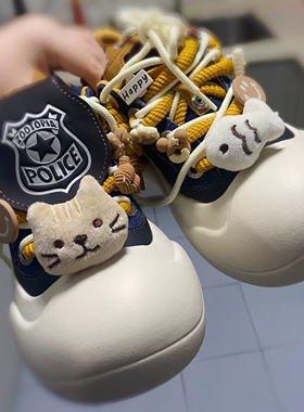 适配ouder帆布鞋板鞋可爱毛绒猫咪小鱼鞋扣蝴蝶结开口笑配饰配件