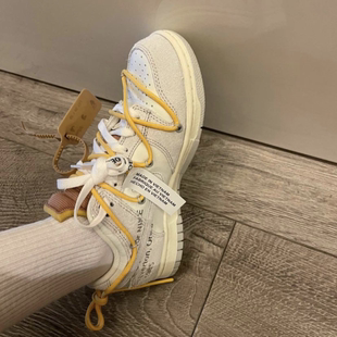 适配Off-White x Nike Dunk Low The 50灰白OW联名字母圆形鞋带