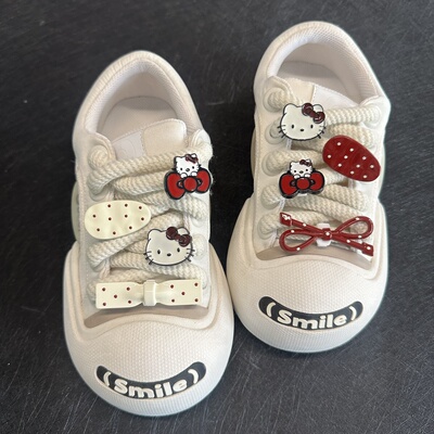 适配ouder板鞋球鞋红色KT猫粗鞋带扣可爱卡通HelloKitty配饰配件