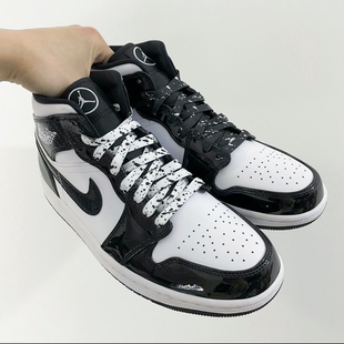 适配nike黑白熊猫漆皮aj1mid全明星Jordan白黑泼墨腰果花鸳鸯鞋带