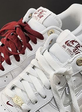 适配空军一号白金40周年dunk米色AF1白色烫金酒红色扁形双鞋带