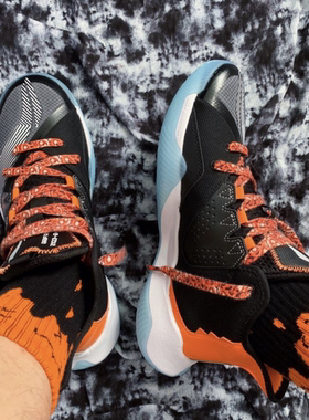 适配LiNing李宁 暴风黑色 民族风橙色腰果花渐变扎染篮球鞋鞋带