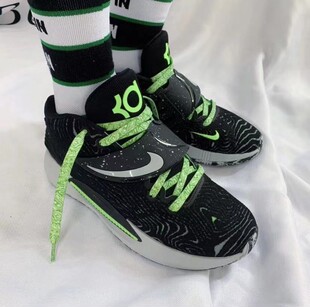 适配KD 14 EP杜兰特黑绿色腰果花夜光彩色泼墨反光星星扎染鞋带绳