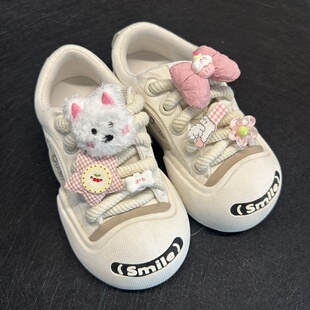 适配ouder板鞋球鞋粉色可爱卡通毛绒小狗鞋带扣卡扣鞋花配饰鞋扣