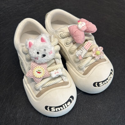 适配ouder板鞋球鞋粉色可爱卡通毛绒小狗鞋带扣卡扣鞋花配饰鞋扣