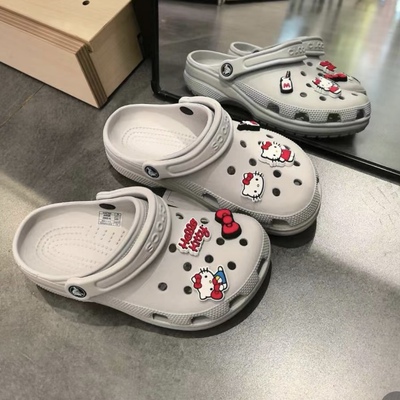 KT猫kitty鞋扣可爱卡通洞洞鞋鞋花毛绒公仔立体配饰冰淇淋配件