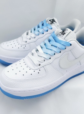适配nike air force1白蓝热感应后跟天蓝色渐变空军一号AF1鞋带