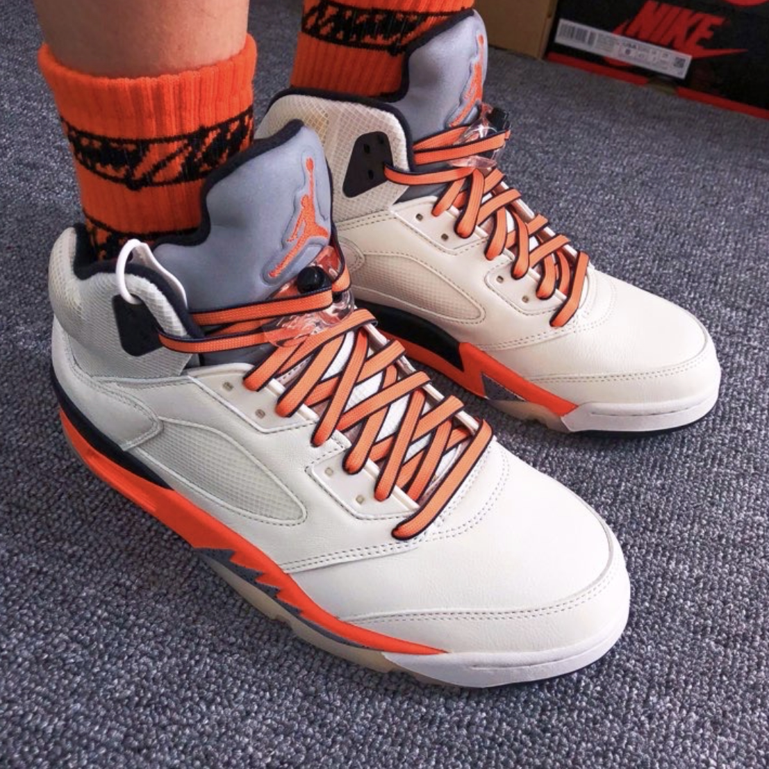 适配aj5 orange blazer 白橙扣碎aj1橙色二次元渐变泼墨af1鞋带