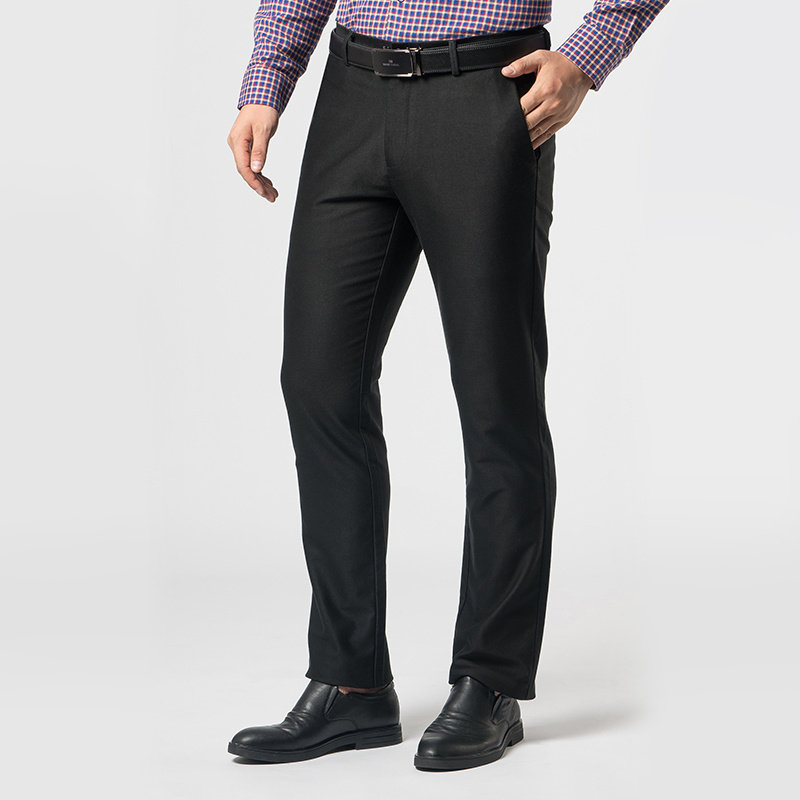 【特惠款】嘉意莫代尔裤子黑色弹力修身直筒秋冬男士休闲裤E88062