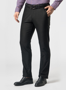 【特惠款】嘉意莫代尔裤子黑色弹力修身直筒秋冬男士休闲裤E88062