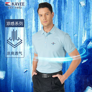 商务休闲凉感透气冰丝t恤男C53021 polo衫 嘉意丝光珠地棉短袖 男款