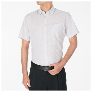 嘉意男款短袖衬衫夏季薄款新疆纯棉宽松格子休闲衬衣通勤A53110